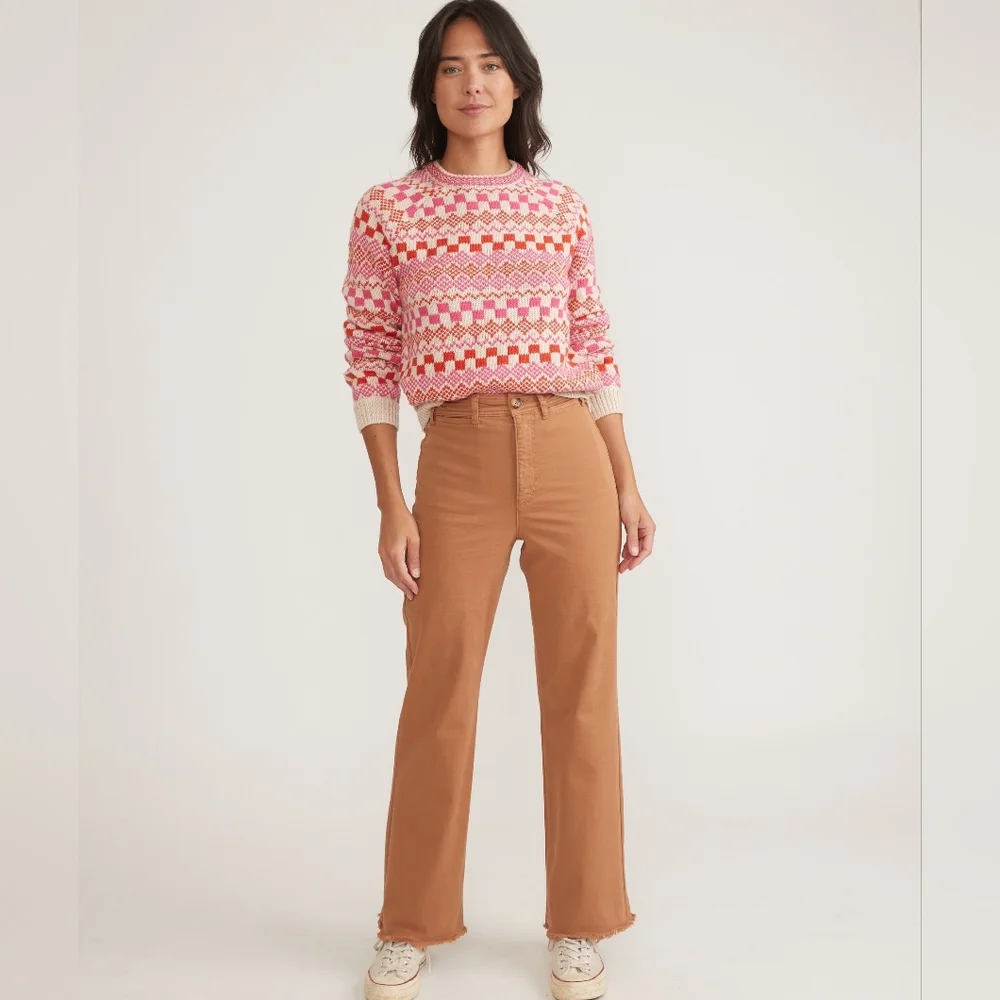 MARINE LAYER Bridget Full Length Pant Tobacco Women's 10 Raw Hem - Picture 2 of 13